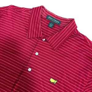Amen Corner Masters Golf Polo Shirt Mens L Red Striped Pima Cotton Short Sleeve